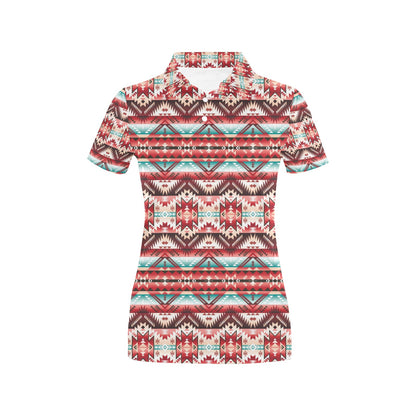 Aztec Western Style Print Pattern Women's Polo Shirt