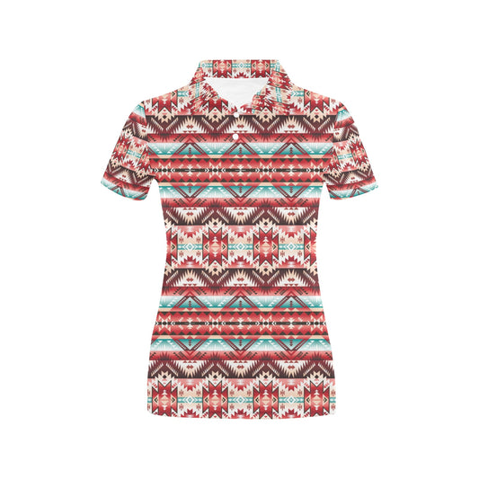 Aztec Western Style Print Pattern Women's Polo Shirt