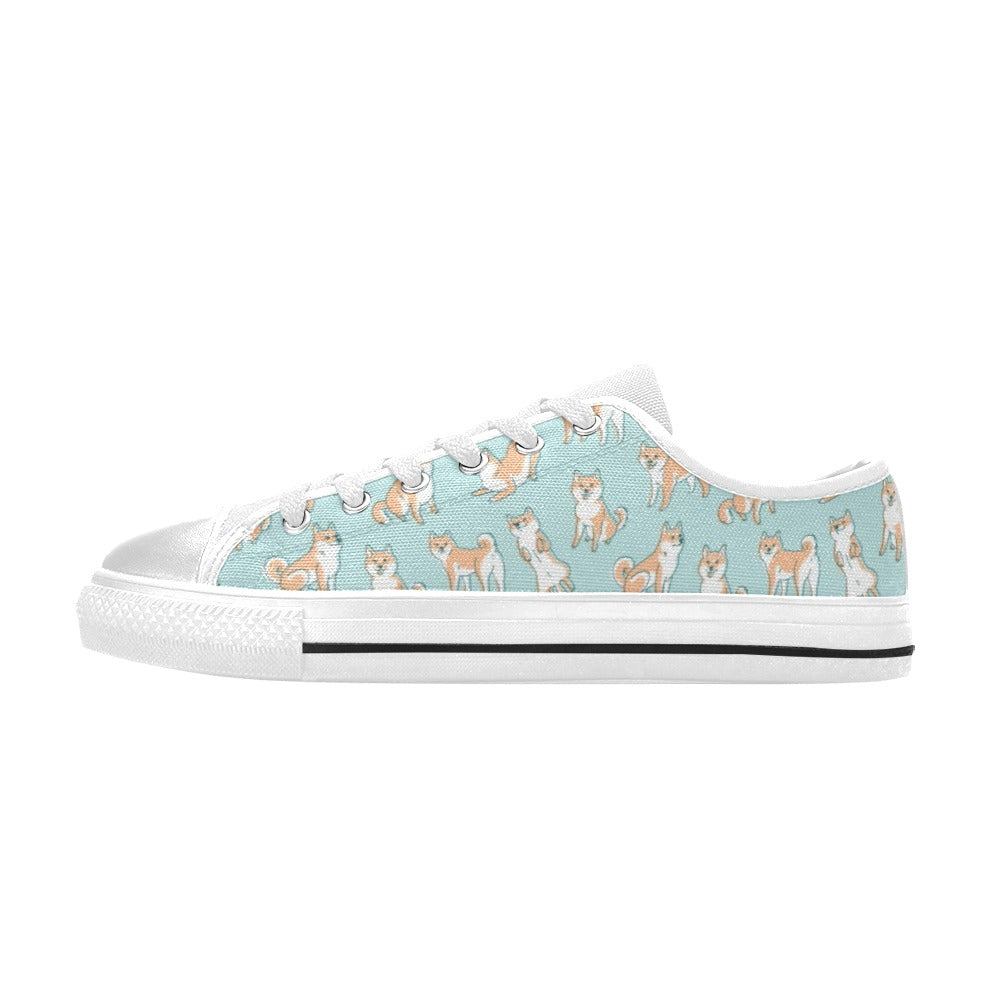 Shiba Inu Print Design LKS304 Women's White Low Top Shoes