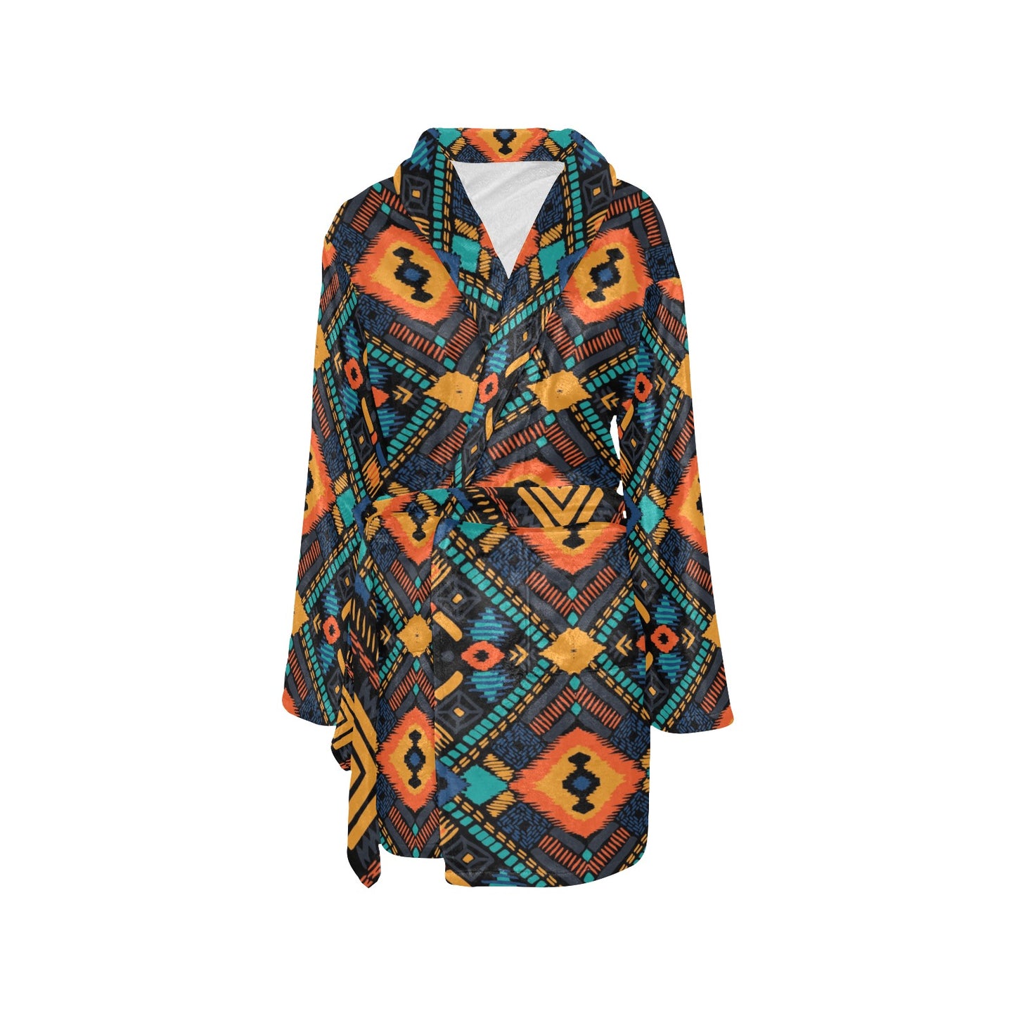 Kente Pattern Print Design 04 Women's Fleece Robe