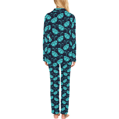 Carnations Pattern Print Design CN06 Women's Long Pajama Set