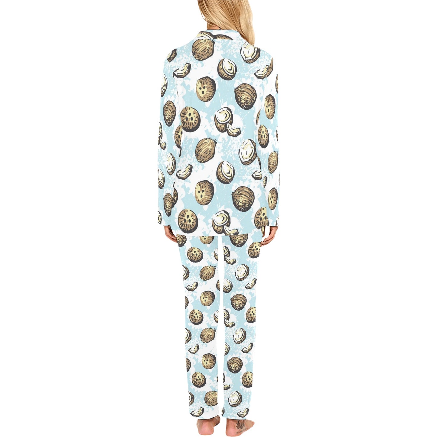 Coconut Pattern Print Design CN01 Women's Long Pajama Set