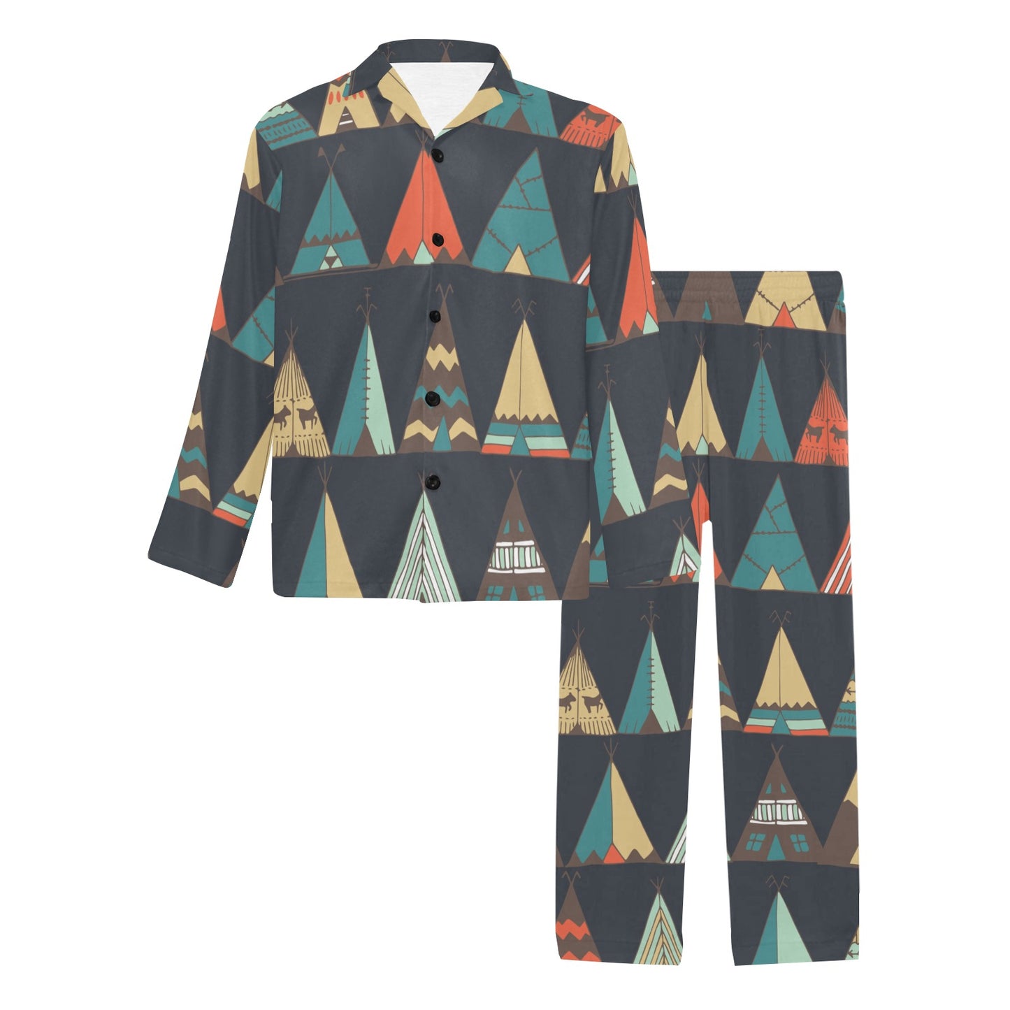 Tribal native american tent Aztec Men's Long Pajama Set