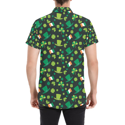 Shamrock Saint Patrick's Day Print Design LKS304 Men Short Sleeve Button Up Shirt