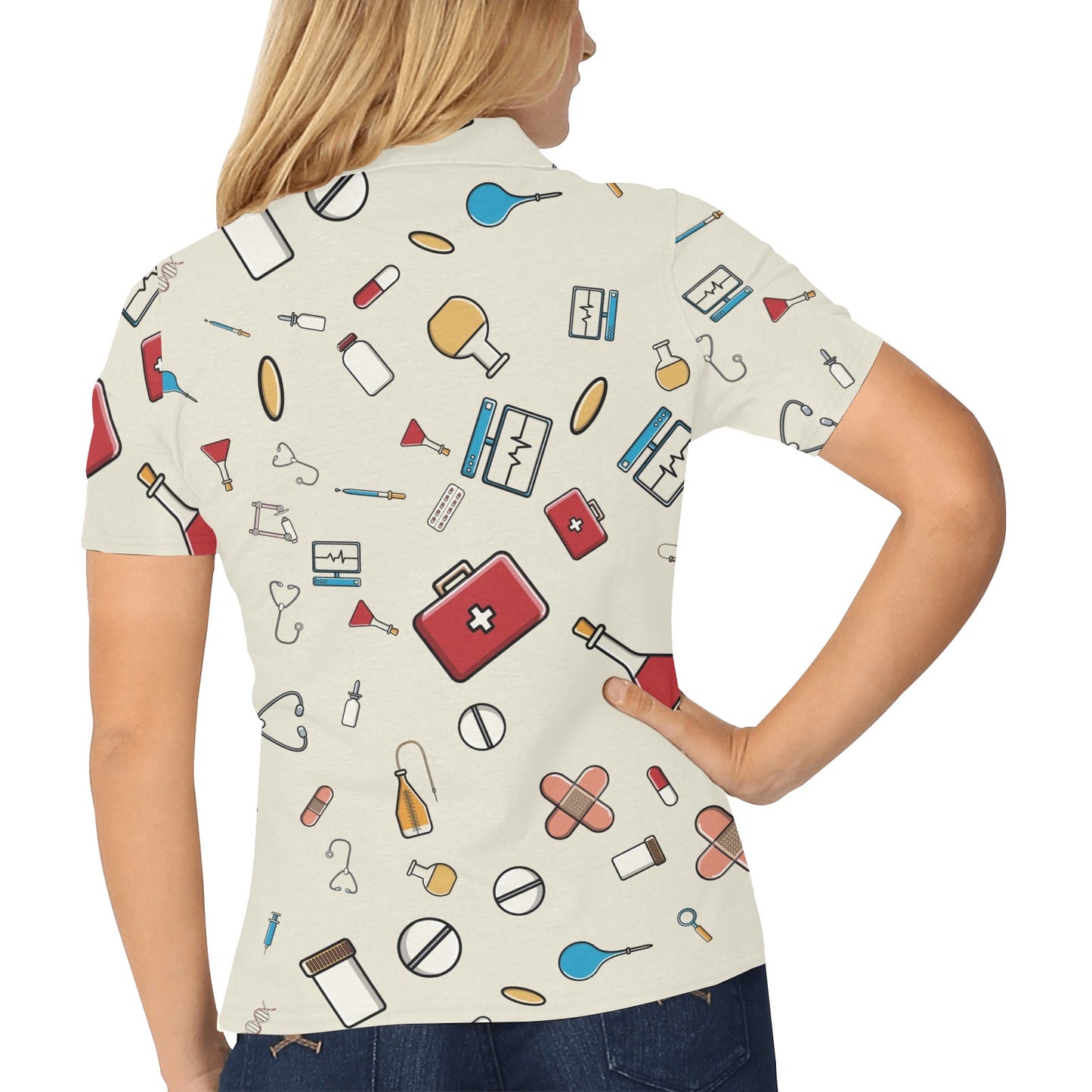 Nurse Pattern Print Design A04 Women's Polo Shirt