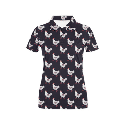 Chicken Pattern Print Design 03 Women's Polo Shirt