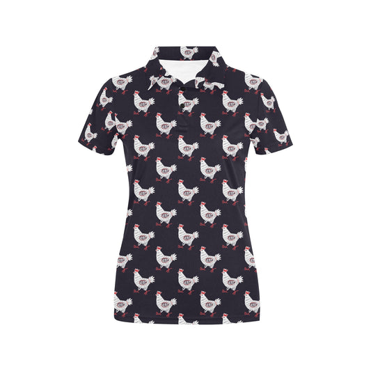 Chicken Pattern Print Design 03 Women's Polo Shirt