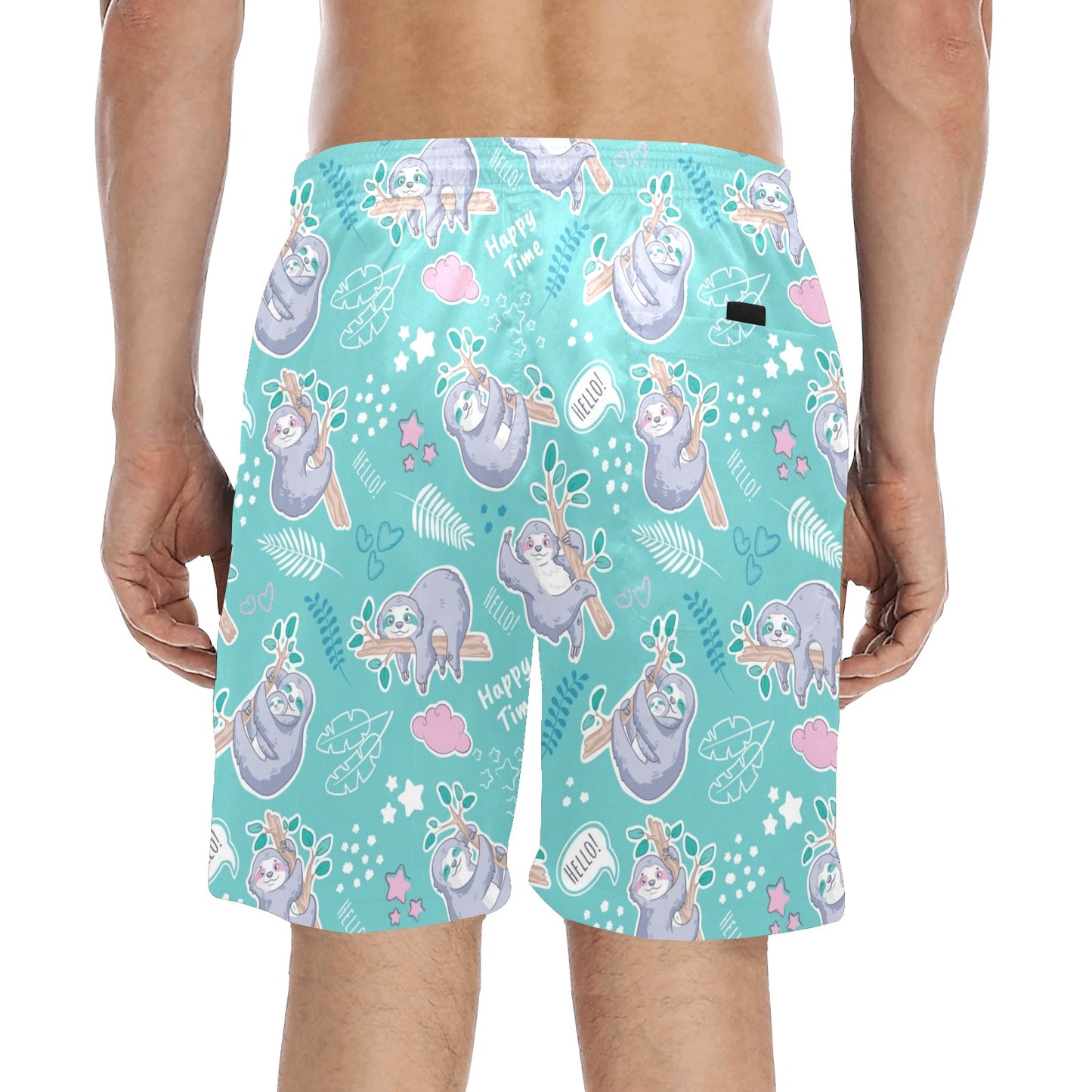 Sloth Print Design LKS309 Men's Swim Trunks Beach Shorts