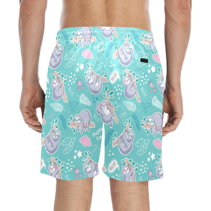 Sloth Print Design LKS309 Men's Swim Trunks Beach Shorts