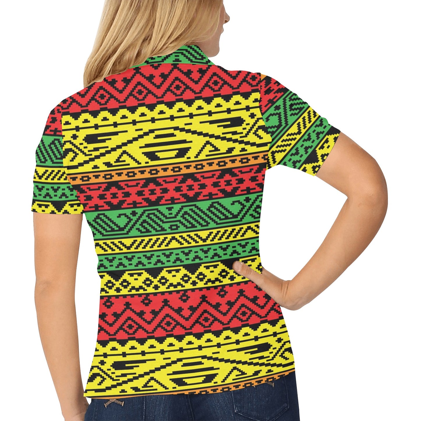 Rastafarian Pattern Print Design A02 Women's Polo Shirt