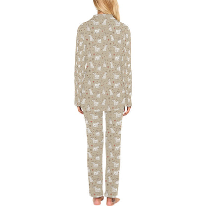 Scottish Terriers Print Design LKS3017 Women's Long Pajama Set