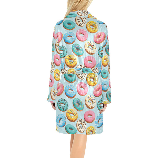 Donut Pattern Print Design DN05 Women's Fleece Robe