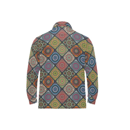Bohemian Pattern Print Design 05 Long Sleeve Polo Shirt For Men's