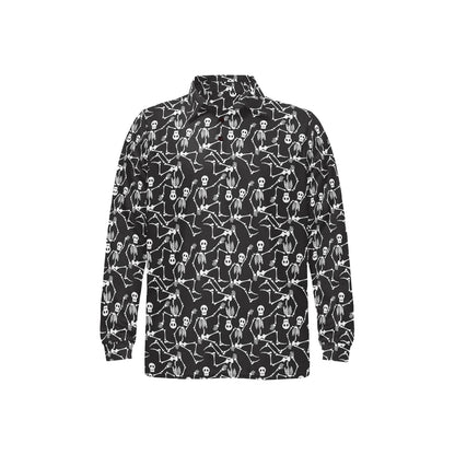 Skeleton Themed Print Long Sleeve Polo Shirt For Men's