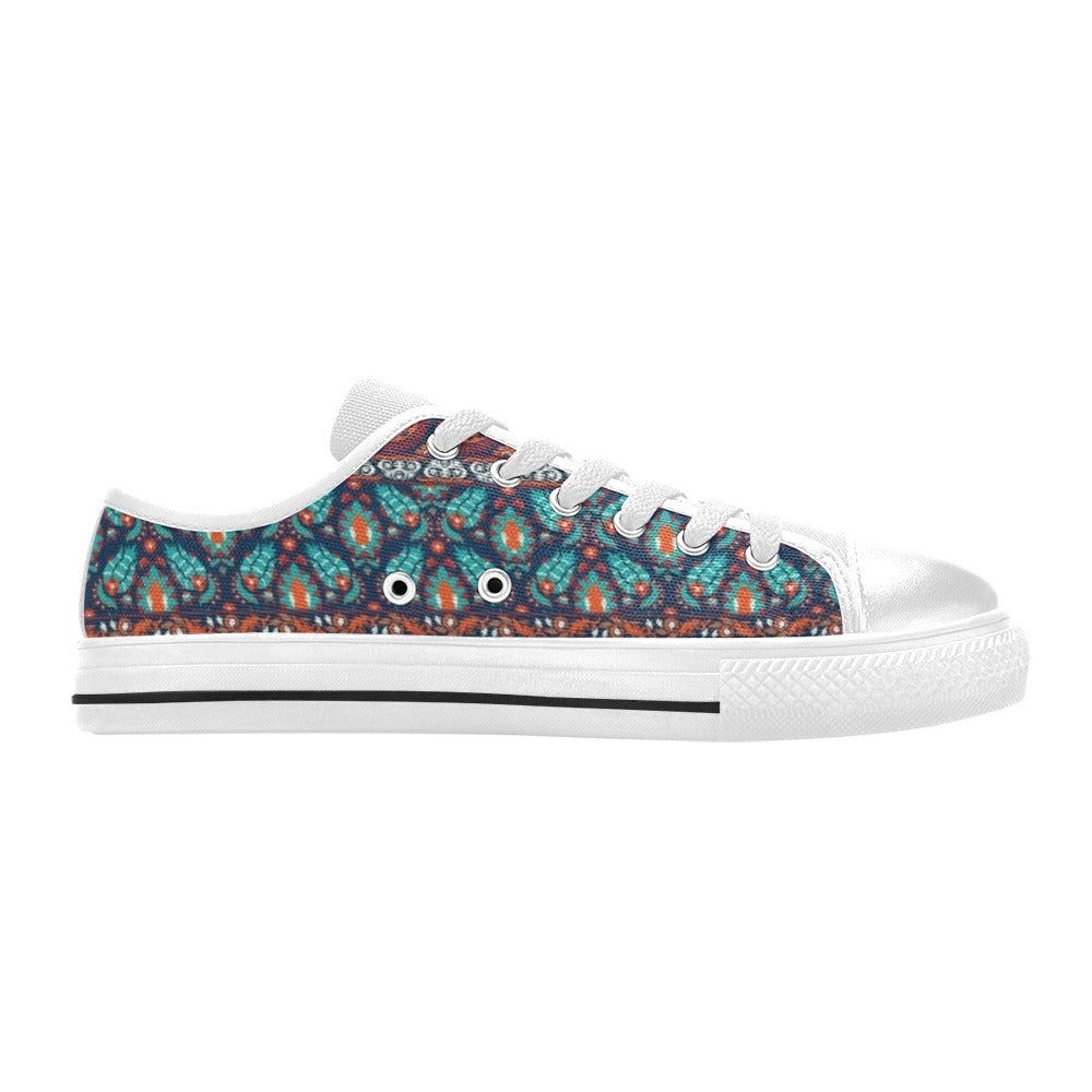 Suzani Print Design LKS302 Women's White Low Top Shoes