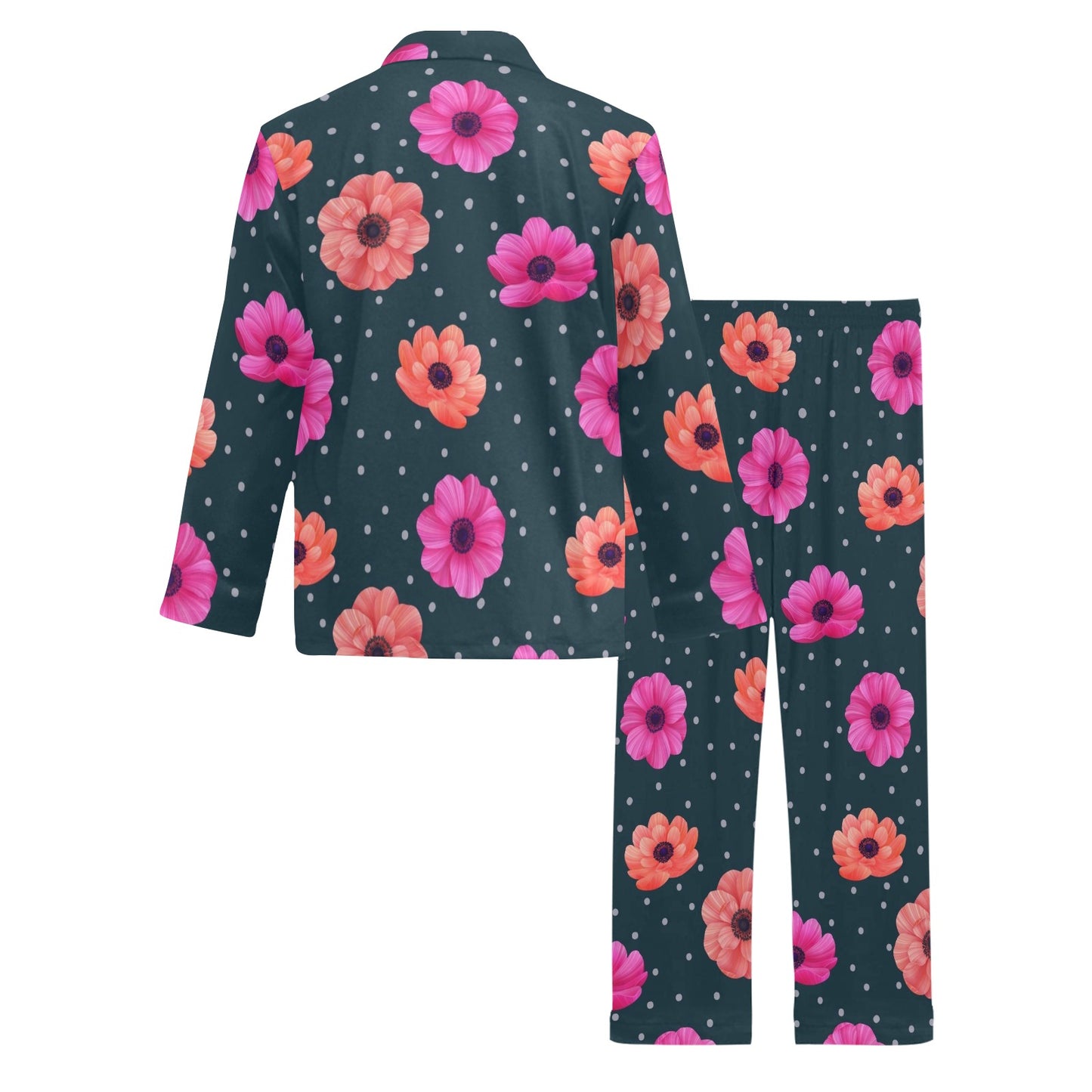 Anemone Pattern Print Design AM08 Men's Long Pajama Set