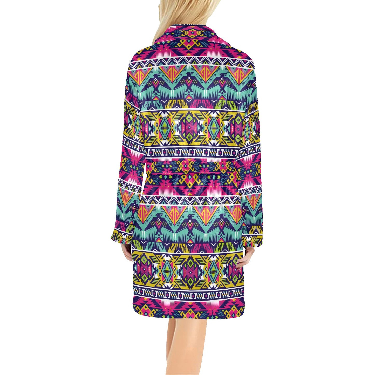 Indian Navajo Color Themed Design Print Women's Fleece Robe