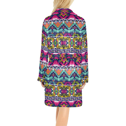 Indian Navajo Color Themed Design Print Women's Fleece Robe