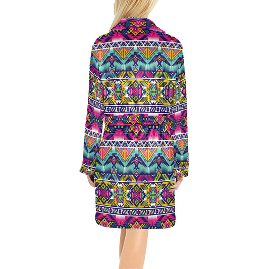 Indian Navajo Color Themed Design Print Women's Fleece Robe