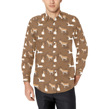 Donkey Print Design LKS401 Men's Long Sleeve Dress Shirt