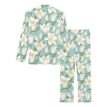 Lily Pattern Print Design LY09 Women's Long Pajama Set
