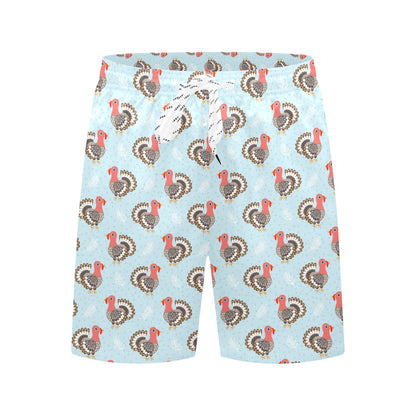 Turkey Print Design LKS403 Men's Swim Trunks Beach Shorts