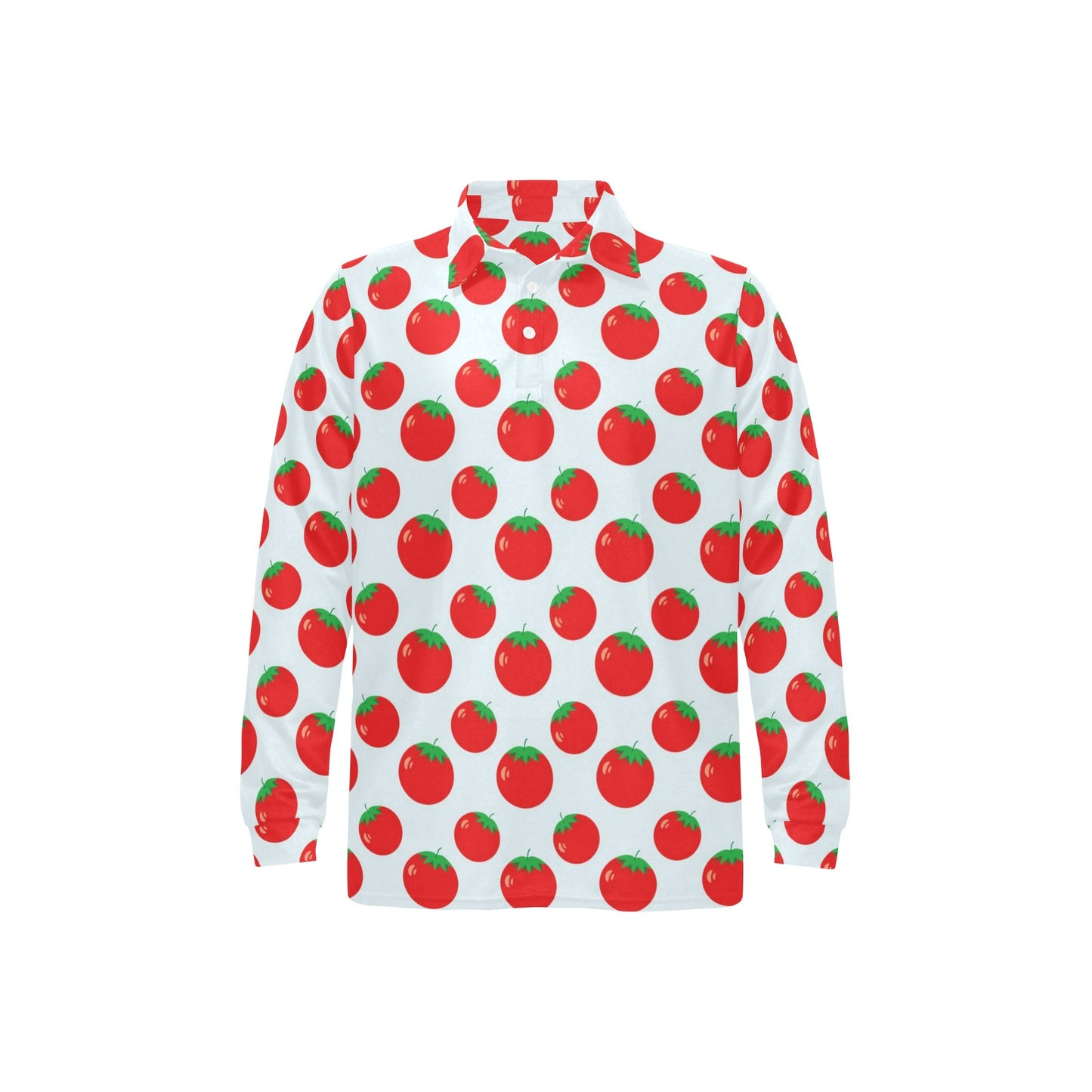 Tomato Print Design LKS307 Long Sleeve Polo Shirt For Men's