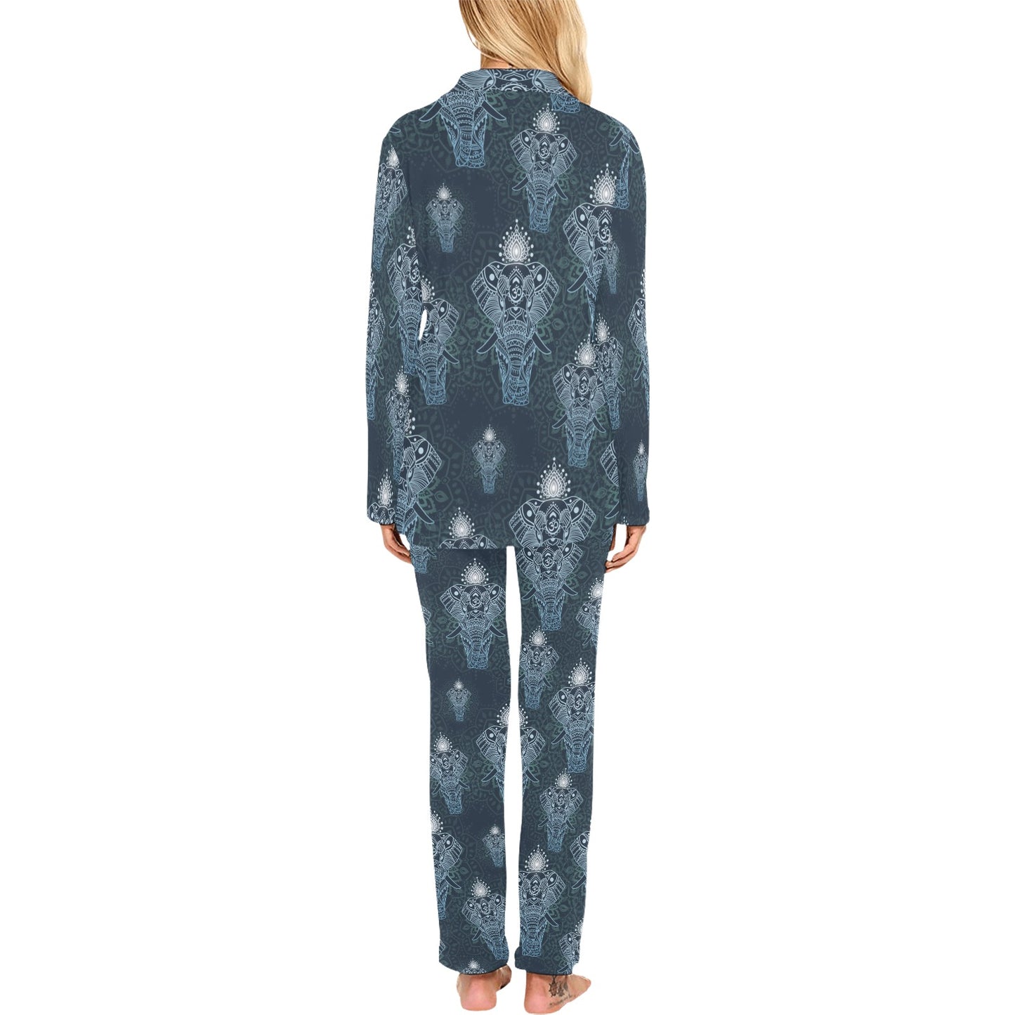 Elephant Mandala Women's Long Pajama Set