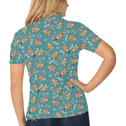 Gingerbread Pattern Print Design 05 Women's Polo Shirt