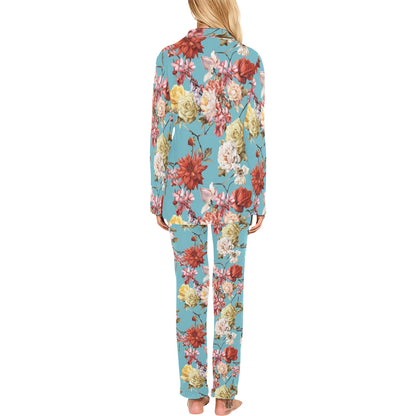 Summer Floral Pattern Print Design SF05 Women's Long Pajama Set