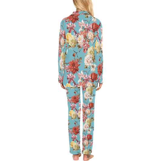Summer Floral Pattern Print Design SF05 Women's Long Pajama Set