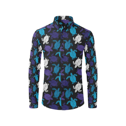Sea Turtle Print Design LKS306 Men's Long Sleeve Dress Shirt
