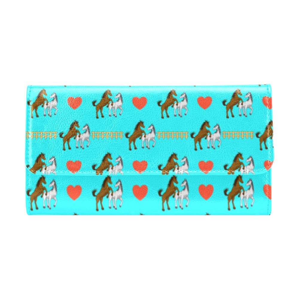 Horse Couple Love Print Design LKS309 Women's Trifold Wallet