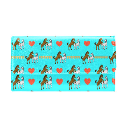 Horse Couple Love Print Design LKS309 Women's Trifold Wallet