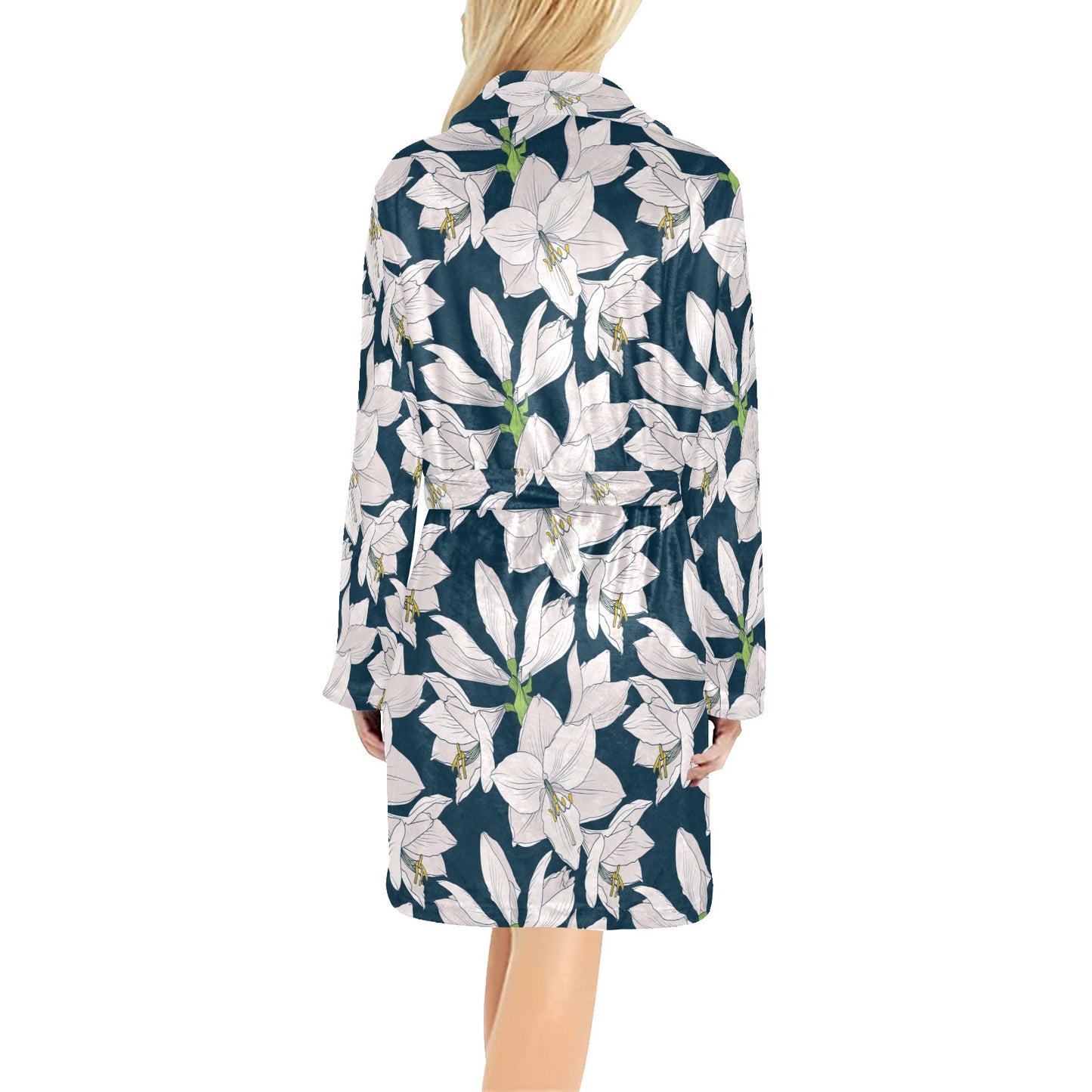 Amaryllis Pattern Print Design 01 Women's Fleece Robe