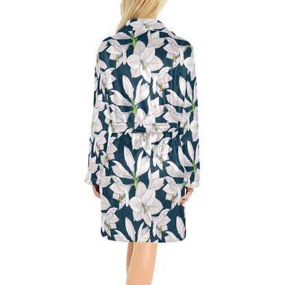 Amaryllis Pattern Print Design 01 Women's Fleece Robe