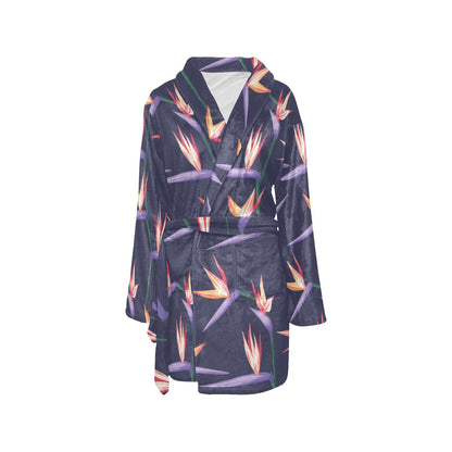 Bird Of Paradise Pattern Print Design BOP015 Women's Fleece Robe