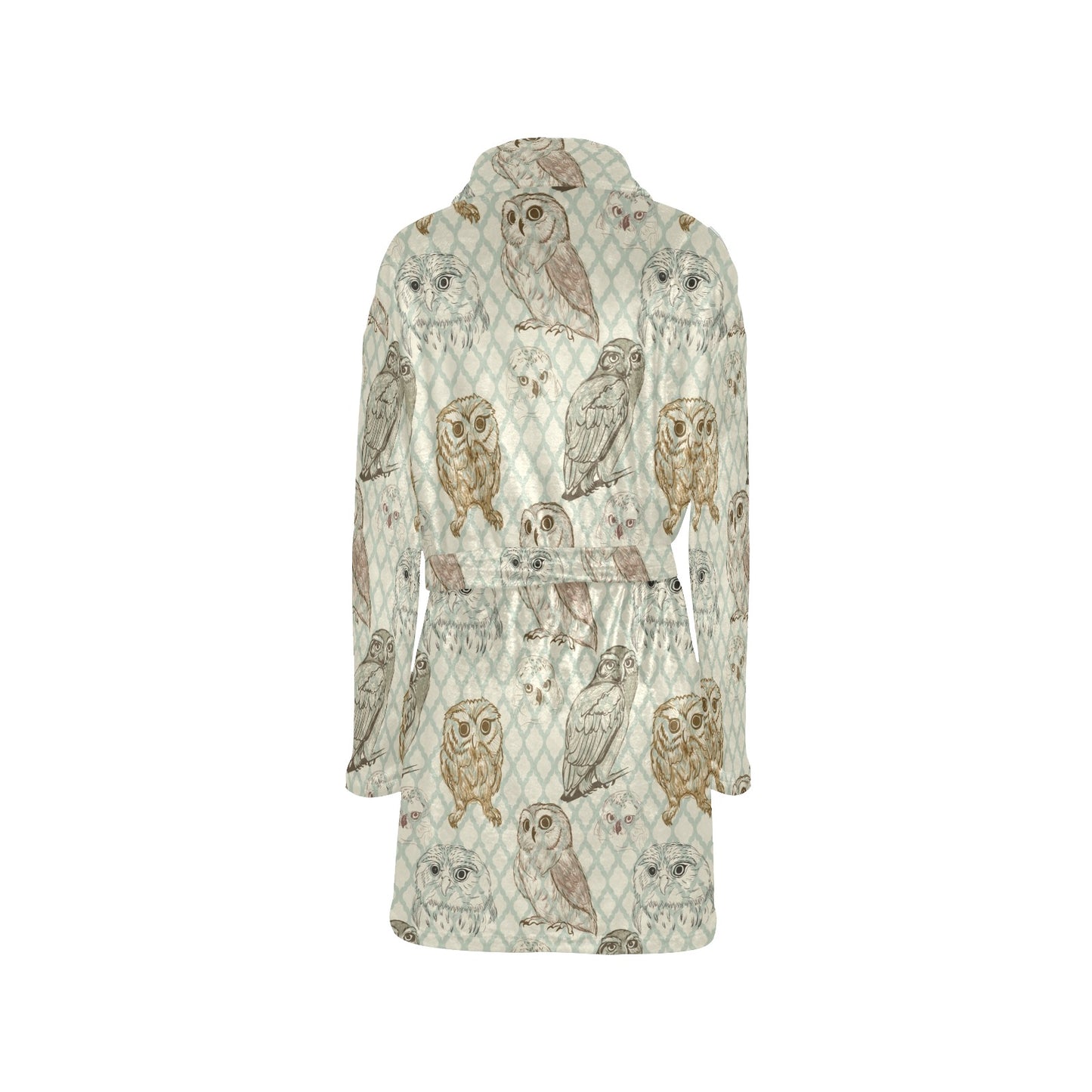 Owl Pattern Print Design A03 Women's Fleece Robe