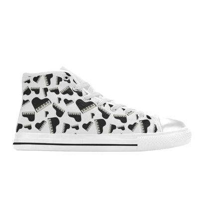 Piano Print Design LKS405 Men's High Top Canvas Shoes