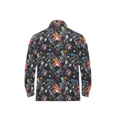 Rock and Roll Pattern Print Design A01 Long Sleeve Polo Shirt For Men's