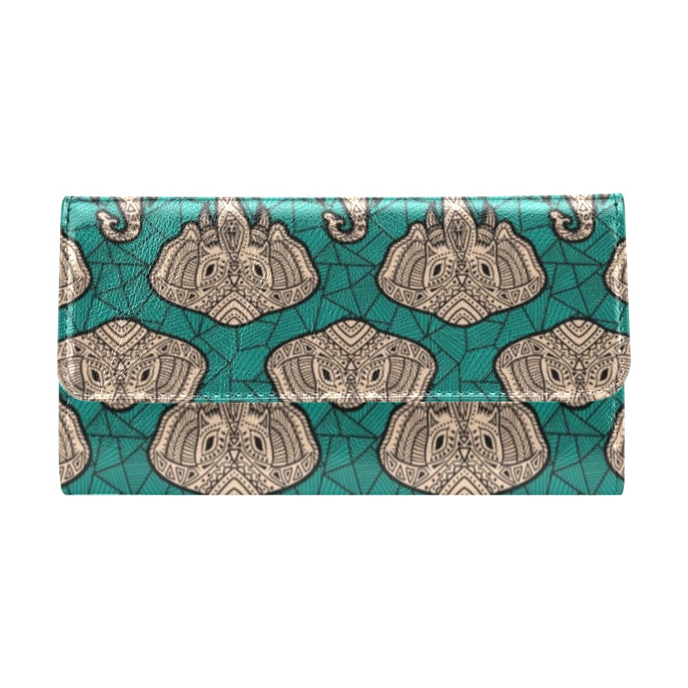 Boho Head Elephant Women's Trifold Wallet