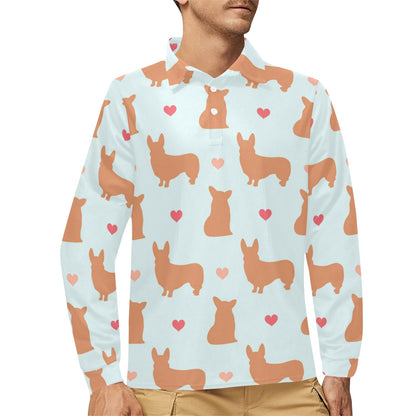 Pembroke Welsh Corgis Pattern Print Design A01 Long Sleeve Polo Shirt For Men's