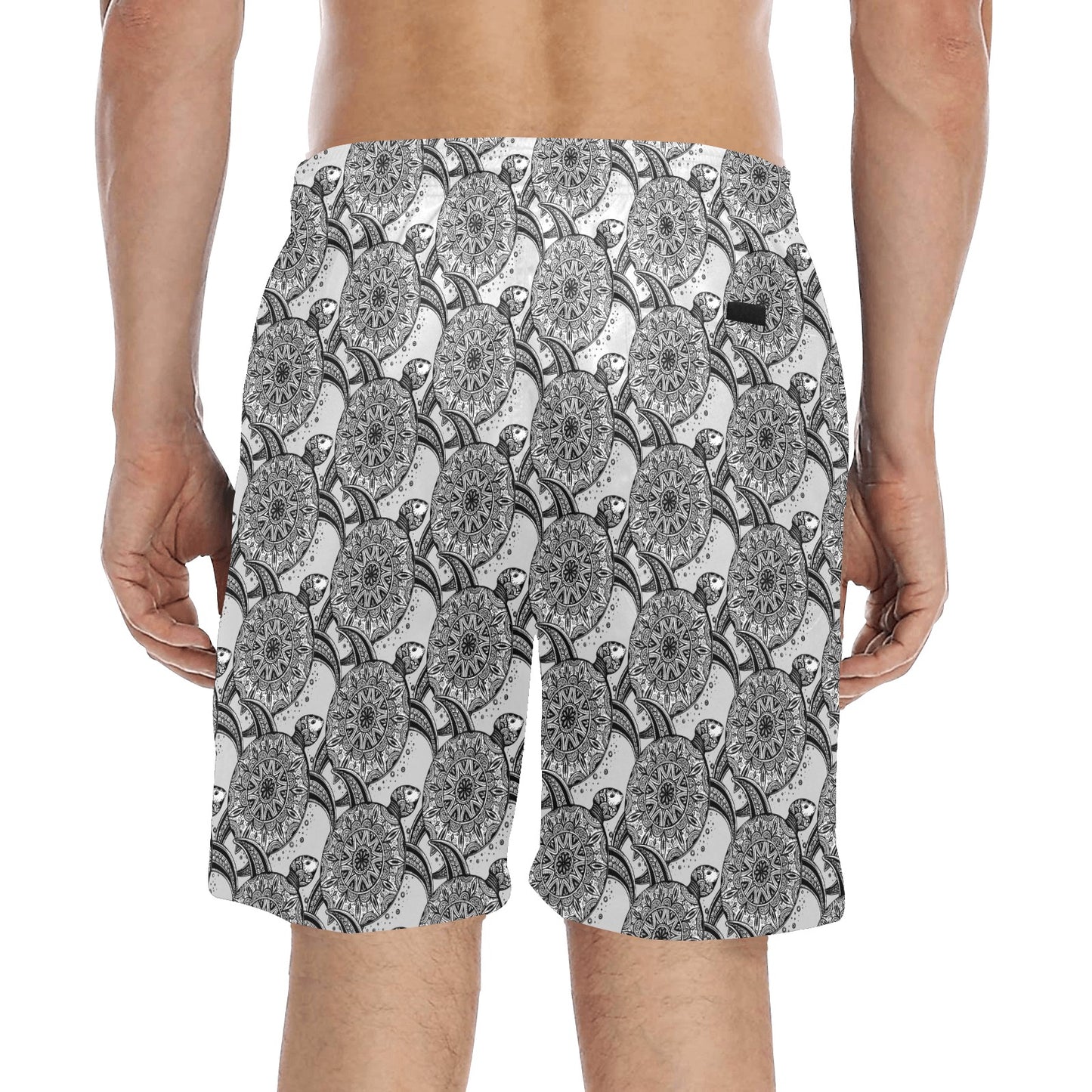 Tribal Turtle Polynesian Themed Print Men's Swim Trunks Beach Shorts