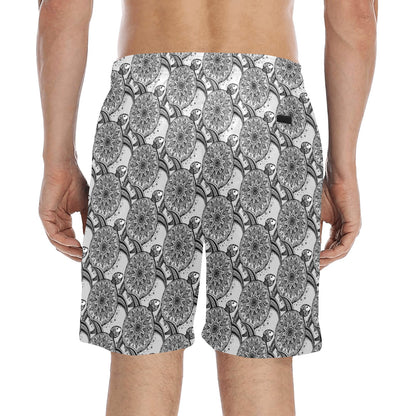 Tribal Turtle Polynesian Themed Print Men's Swim Trunks Beach Shorts