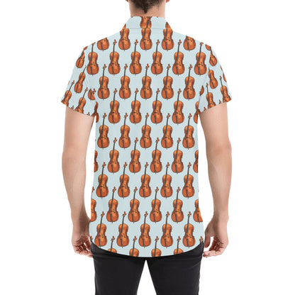 Violin Print Design LKS406 Men Short Sleeve Button Up Shirt