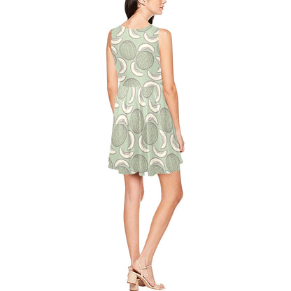 Cantaloupe Pattern Print Design 01 Sleeveless Dress