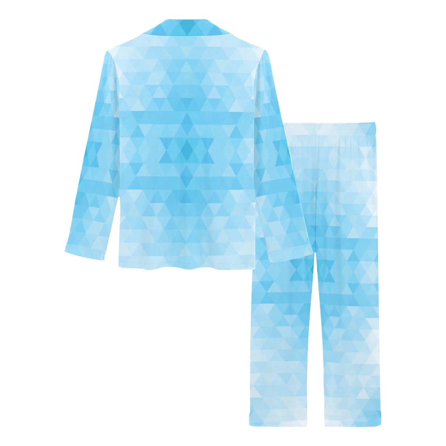 Geometric Blue Pattern Print Design 01 Women's Long Pajama Set