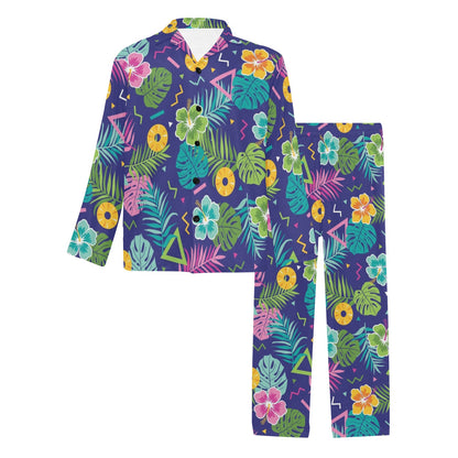 Hawaiian Themed Pattern Print Design H014 Men's Long Pajama Set