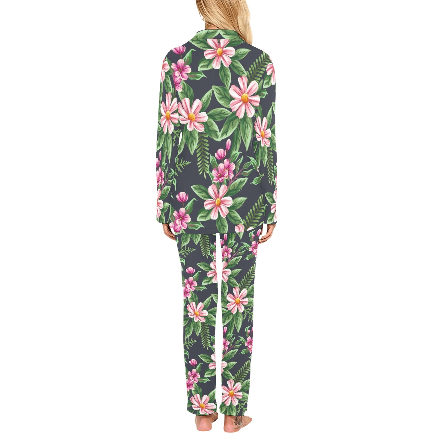 Summer Floral Pattern Print Design SF010 Women's Long Pajama Set