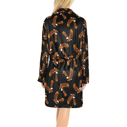 Eagles Print Pattern Women's Fleece Robe